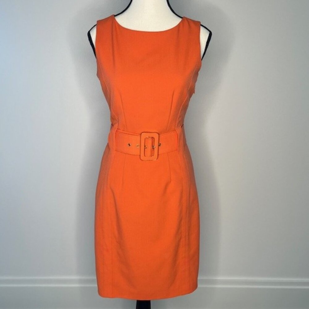 Calvin Klein - Women's Orange Dress with Belt, Size 2